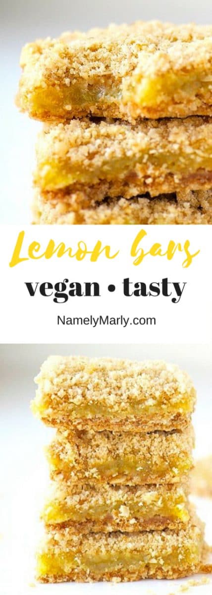 Enjoy these vegan luscious Lemon Bars for your next dessert recipe! They're easy to make and loaded with lots of lemon flavor!