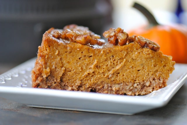 Namely Marly features a gluten free vegan pumpkin pie with praline topping.