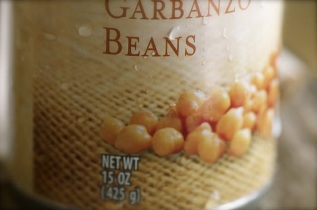 A photograph of canned chickpeas or garbanzo beans