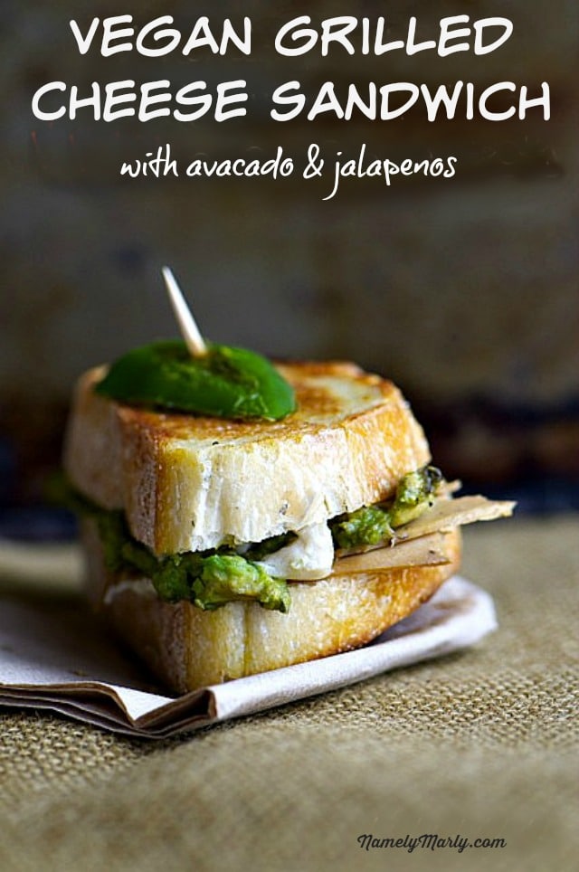 Vegan Grilled Cheese Sandwich with Avocados and Jalapeños - a perfect vegetarian sandwich!