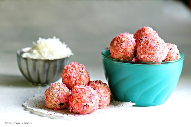 No-bake cookies take a twist with these Raspberry Coconut Snoball Cookies