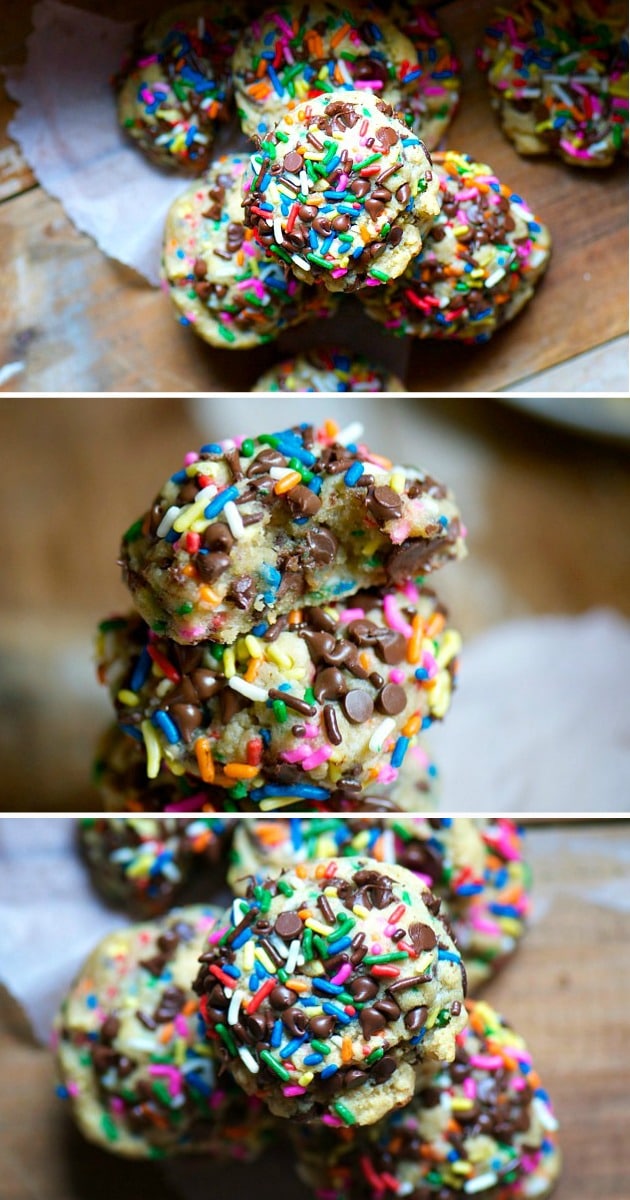 The best ever chocolate chip sprinkle cookies with sprinkles and lots of chocolate chips!