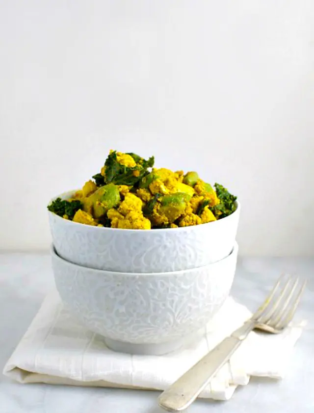 Tofu Scramble with Avocado and Kale is a perfect power breakfast