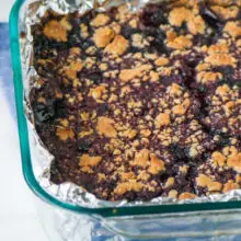 The foil makes cleanup go so smoothly with these Vegan Blueberry Lemon Pie Bars