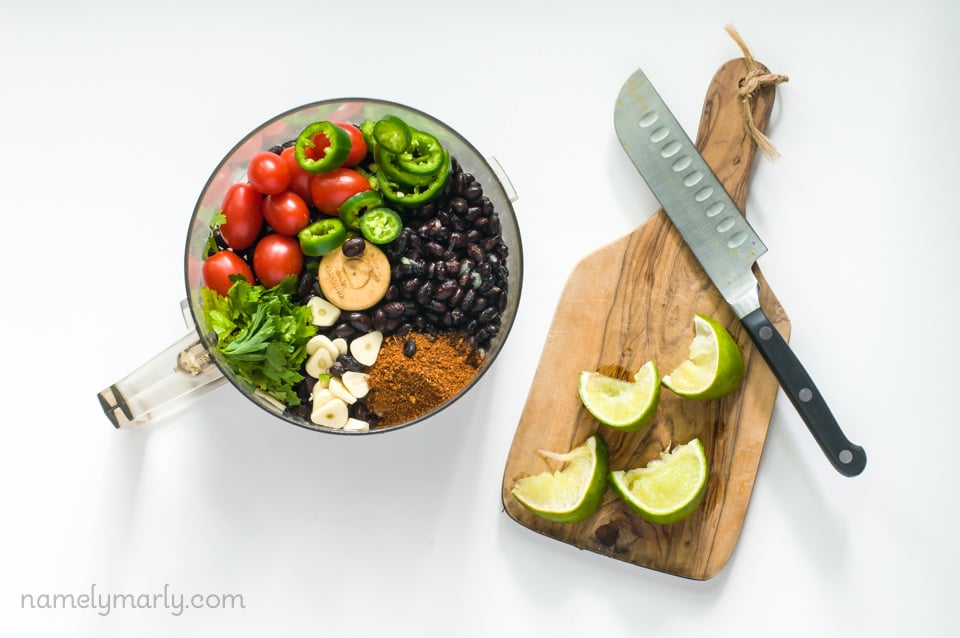 Ingredients for a Vegan Fresco Black Bean Dip