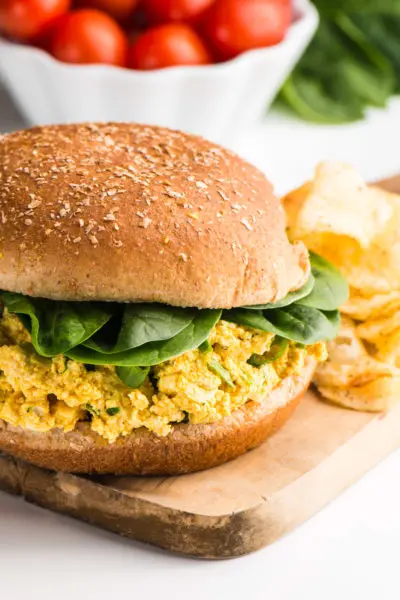 Dig into this Eggless Egg Salad Sandwich and enjoy a delicious eg-free sandwich. This is a great, cholesterol-free alternative and absolutely delicious too!
