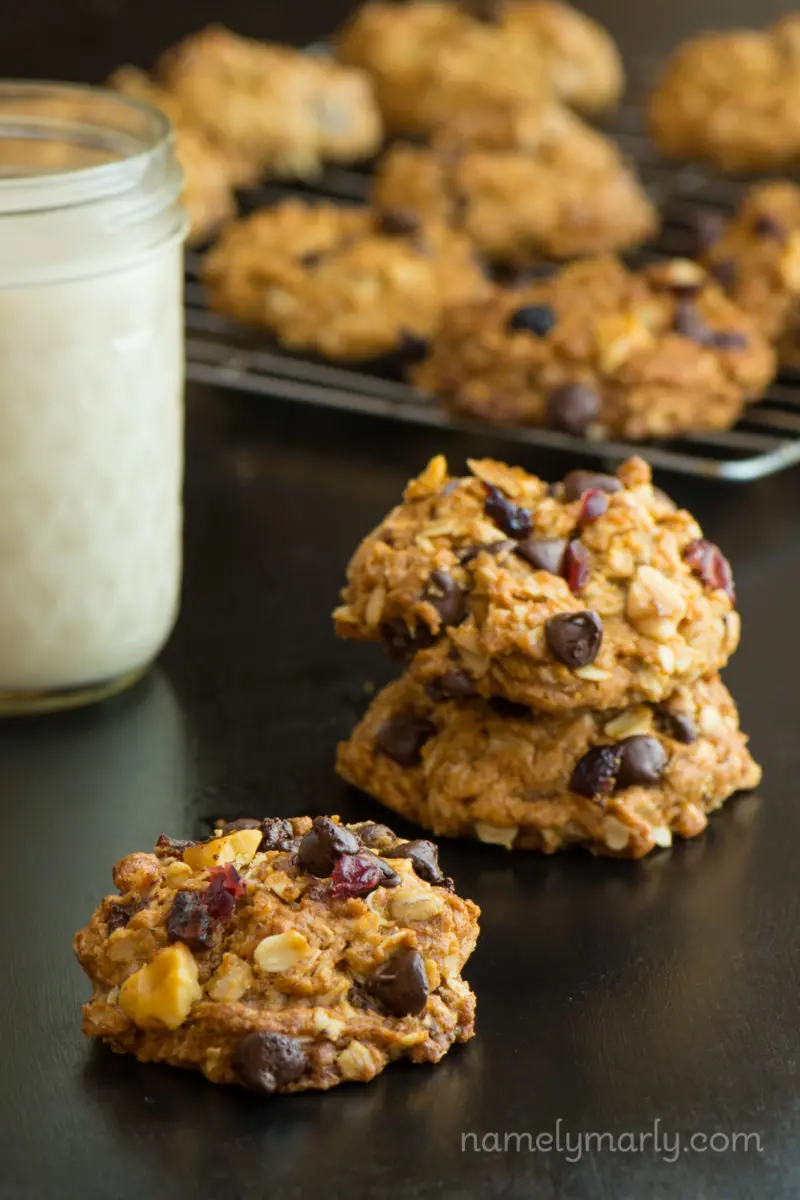 Oatmeal Chocolate Chip Cookies with soy milk
