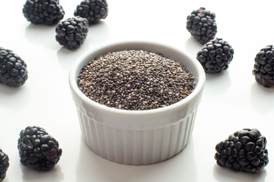 Vegan Banana Chia Pudding with Blackberry Sauce