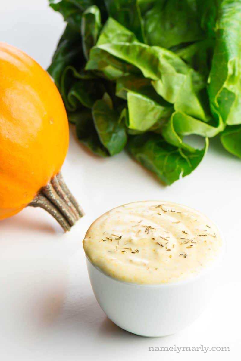 Vegan Harvest Salad with Creamy Pumpkin Ranch Dressing