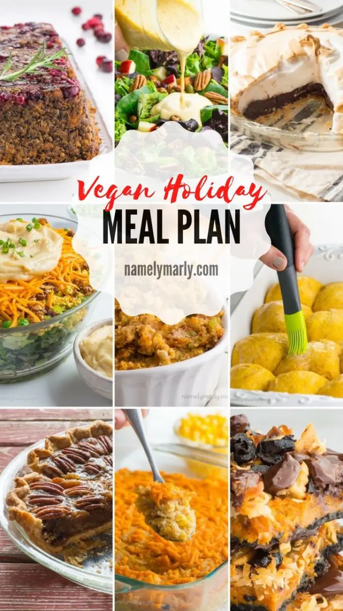 Use this Vegan Holiday Meal Plan, complete with shopping list, to help you plan and create your perfect vegan holiday dinner! #vegan #holiday #mealplan