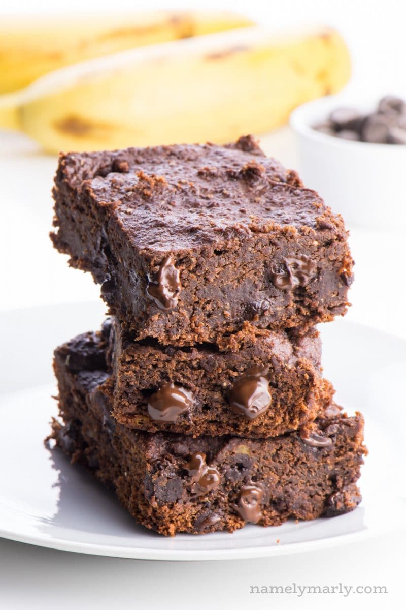 Healthy Moist Chocolate Banana Brownies Recipe - Namely Marly
