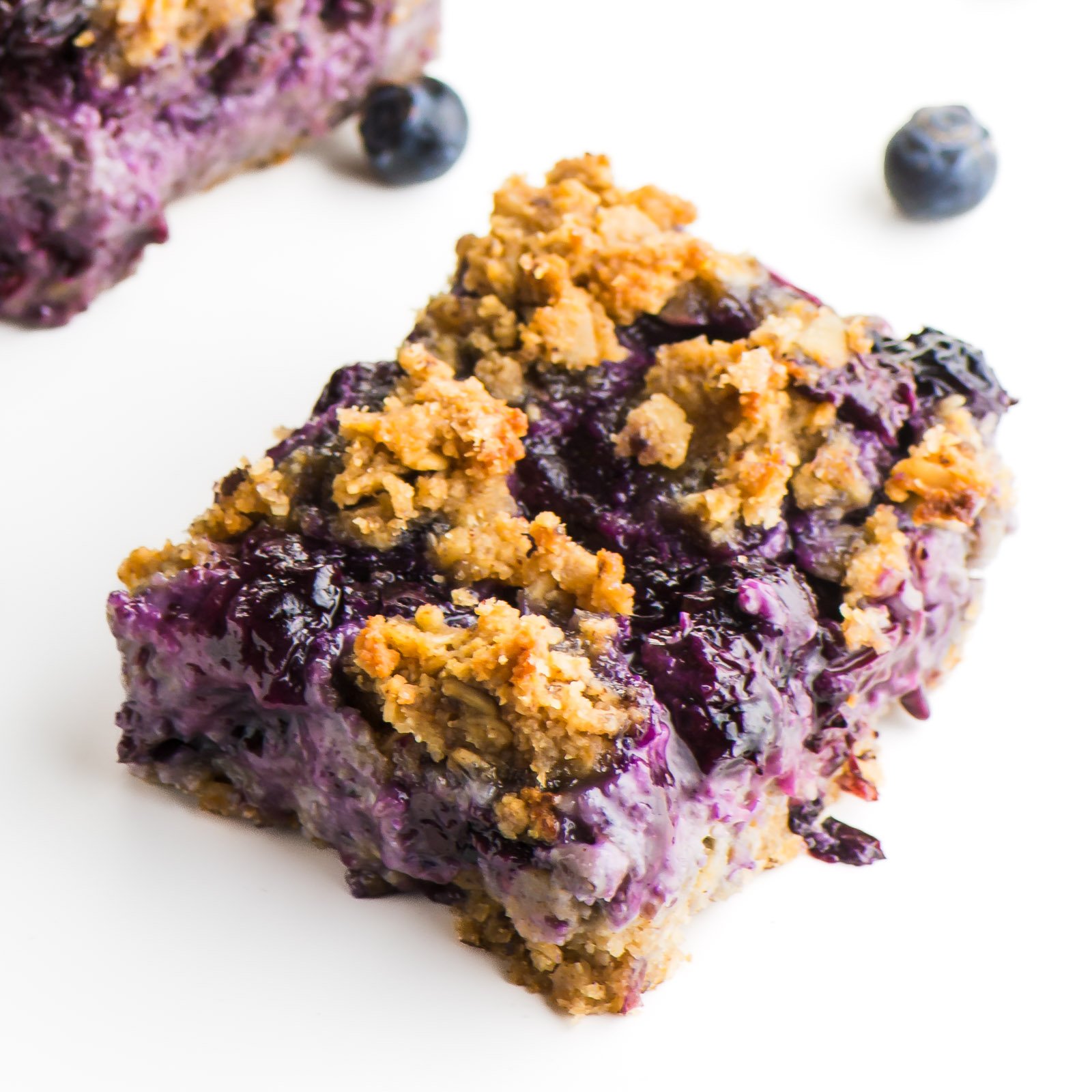 A slice of oatmeal blueberry bars