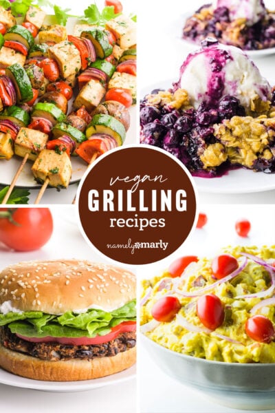 a collage of food images with text that reads vegan grilling recipes
