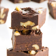 A stack of three pieces of vegan fudge